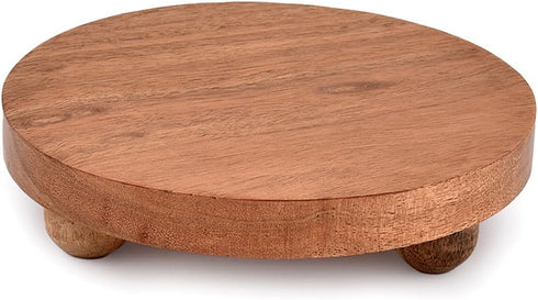 NIRMAN Counter/Plant (5.5" 5.5" 1.5"), (Set 2) Display Stand Round Acacia Wood Stand for Display Wooden Stand