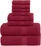 QUBA LINEN Pack of 8 Towels Set, 2 Large Bath Towels, 2 Hand Towels,
