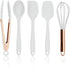 COOK WITH COLOR Silicone Cooking Utensils, 5 Pc Kitchen Utensil Set, Easy to Clean Silicone Kitchen Gadgets - White and