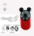 Cute Personal Mini Fan 2 Pack, Handheld & Portable USB Rechargeable with LED Light, 3 Adjustable Speeds (Red+Pink)