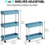 3-Tier Melody House Slim Mobile Shelving Unit on Wheels, Slide Out Rolling Bathroom Storage Organizer, Utility Carts