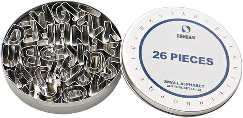 SurgeHai 26-Piece Small Alphabet Cutters Set (A - Z), Stainless Steel Decorating Tools