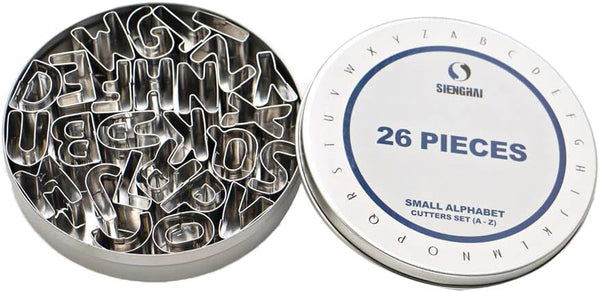 SurgeHai 26-Piece Small Alphabet Cutters Set (A - Z), Stainless Steel Decorating Tools