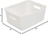 Simplify Small White Resin Wicker Tote | Storage Bin | Plastic Organizer with Carrying Handles for Bathroom