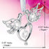 Matashi Chrome Plated Crystal Studded Silver Love Doves Birds Ornament with Heart, Romantic Gift for Christmas