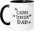 3dRose Cairn Terrier Dog Dad Mug, 11 oz, Black with Brown Muddy Paw Prints