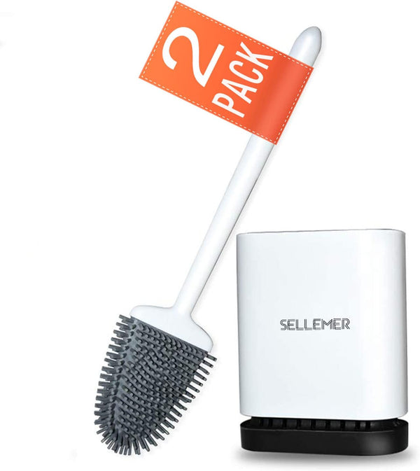 Sellemer Toilet Brush and Holder Set for Bathroom, Flexible Toilet Bowl Brush