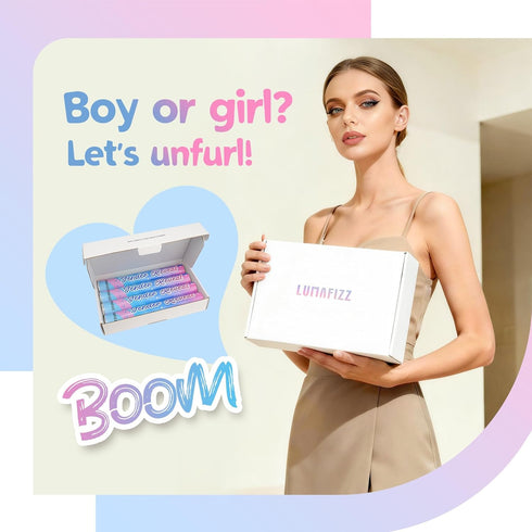 12Inches 4Pcs 4 Pack Gender Reveal Confetti Cannon - Biodegradable Powder & Heart Shaped Confetti Poppers - Blue