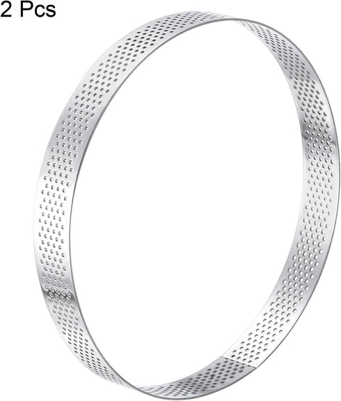 uxcell 2pcs Stainless Steel Cake Rings for Baking, 5.9" Diameter Perforated Mousse Ring for Cake Dessert