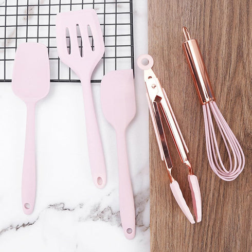 Amosfun 5pcs Mini Kitchen Utensil Set, Kids Kitchen Tools Learning Toy Whisk, Spatula, Tongs, Spoon
