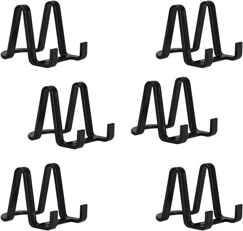 Plate Stands for Display, 3 Inch Plastic Easel Stand for Pictures, Decorative Plates, and Tabletop Art (Black)
