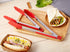 Kitchen Tongs Set of 2 – 9 inch & 12 inch Stainless Steel Food Tongs with Silicone Tips, Red