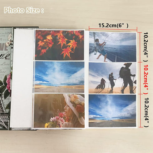 Photo Album 4"x6" 300 Pockets, Boxed Wedding Family Baby Anniversary Vacation Birthday Christmas Photo Albums