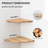 Set 2 7inch Corner Shelves, Floating Corner Shelf, of Solid Oak Wood Wall Shelves, Round End Wall Mount with Wire Hole