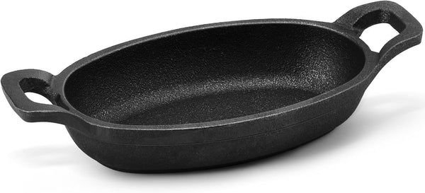Uiifan Mini Cast Iron Skillet 1 Piece, 6 x 3.8'' Small Oval Skillet, 8 oz Single Serve Dish for Baking, Cooking,