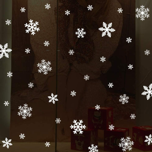 LUDILO 135Pcs Christmas Window Clings, Snowflakes Window Decals for Christmas Decorations, Ornaments