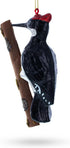 Woodpecker Perched on a Branch Glass Ornament for Christmas