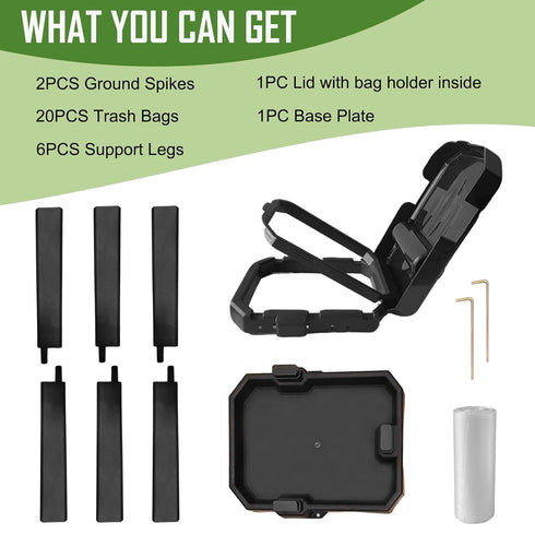 Toconv 20 Collapsible Trash Bag Holder with Pcs Trash Bags, Portable Trash Can with Trash Bag Storage, Waste Bin