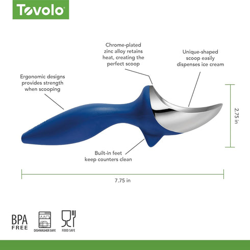 Tovolo Ice Cream Scoop Stratus Blue Dishwasher Safe Heavy Duty Ice Cream Scooper with Elevated Tilt Up Design, Heat