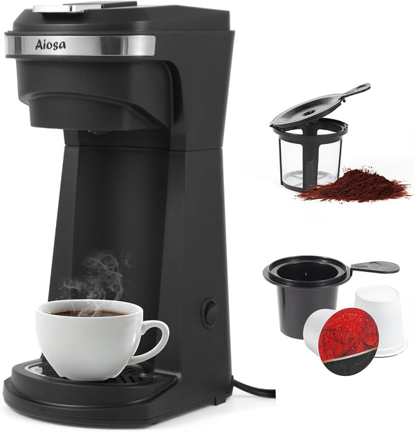 2 in 1 Single Serve Kcup Coffee Maker (6-14Oz), 800W Fast Brew,