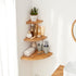 14 inches Oak Corner Shelf Natural Wood Floating Corner Shelves Round End Wall Mounted Display Shelf Corner Plant Stand