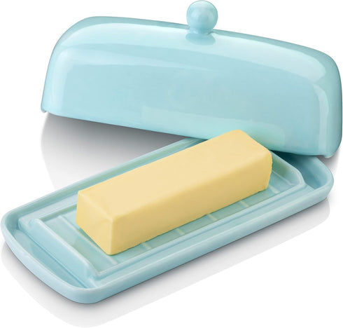 Nucookery Ceramic Butter Dish with Lid | Raised Legs and Non-Slip Strip
