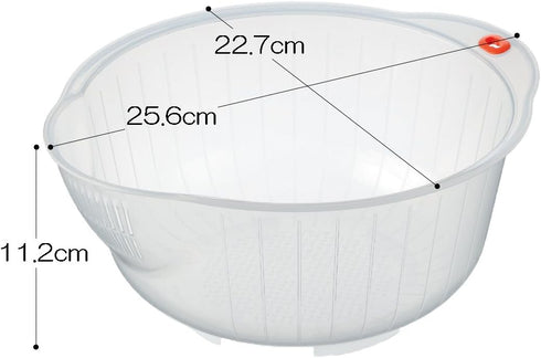 Inomata 0800 Acrylic Wash Bowl, 8-Inch, Clear for Japanese Vegetable Fruit Rice