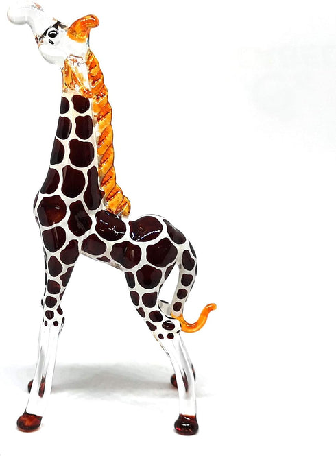 ZOOCRAFT Collectible Glass Giraffe Figurine - Hand Blown Safari Miniature Animal Home Decoration Statue