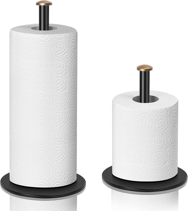 ZMGNND Adjustable Paper Towel Holder for Countertop, Matte Black Bathroom Dispenser Holds 3 Rolls