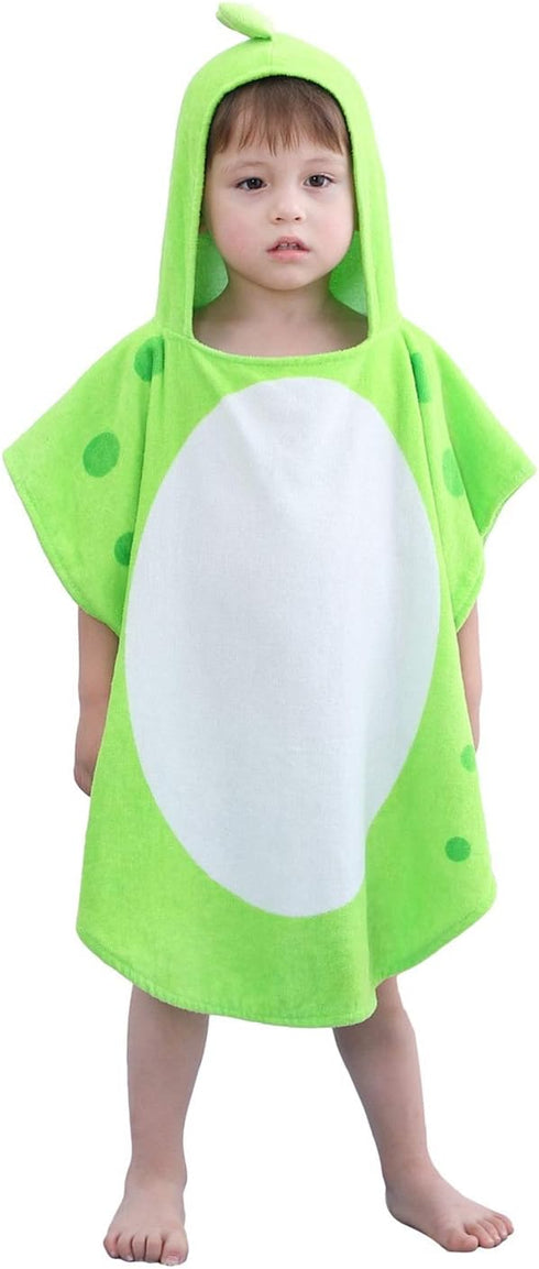 LOLANTA Baby Boys Dinosaur Hooded Bath Towels, 100% Cotton Beach Towel Poncho for Toddlers (Green#B, 1-3T)
