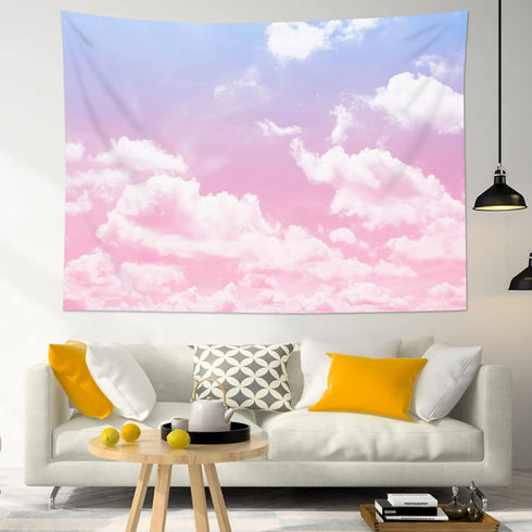 HVEST Pink Cloud Tapestry Pink and Purple Cloud Nature Landscape Tapestry for Bedroom, Abstract Tapestry for Living Room Girl Dorm Wall Decor, 60W X 40H inches
