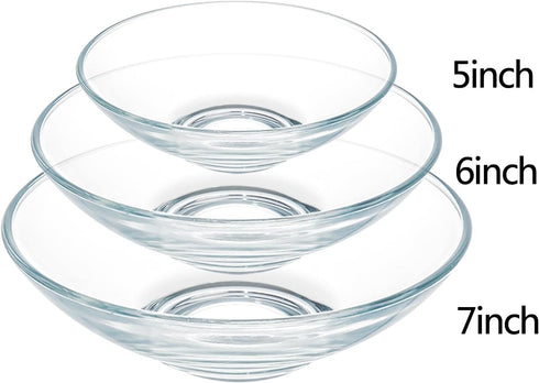 Clear Glass Bowls 15oz, Cereal Bowls, Pasta Bowls, Glassware Soup Bowls, Dessert Bowls, Salad Bowls, Mixing Bowls 7 inch Set of 2 by FOYO
