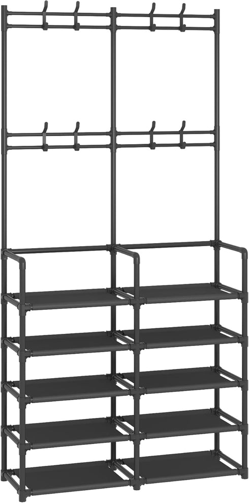 5-Tier 8 Laiensia Entryway Coat Rack, Coat and Shoe Rack, Entryway Bench Storage Organizer with Hooks for Bedroom