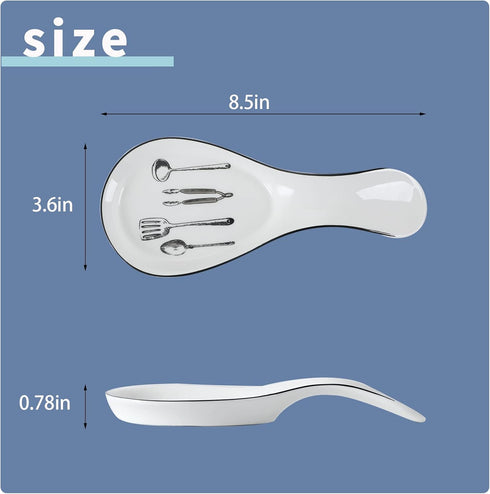 Large Porcelain Spoon Rest, Utensil Holder for Kitchen Counter, Stove Top, Dishwasher Safe, White Color