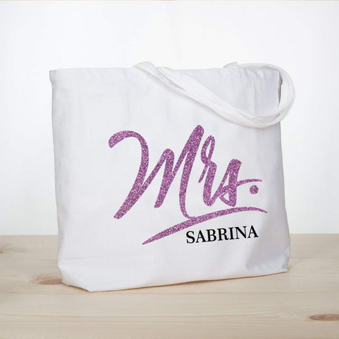 ELEGANTPARK Mrs Bag Personalized Gifts for Wedding Bachelorette Bridal Shower Engagement Party Monogrammed Tote Bags