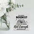 YIDOU Bookshelf Wood Box Sign Decor Desk Sign Too Many Books Not Enough Bookshelves Wooden Box Block Sign Rustic Home