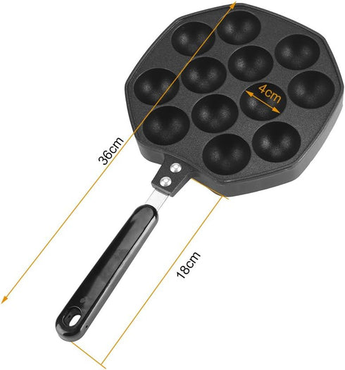Iwatani Takoyaki Grill Pan, Large Octopus Ball Pan, 12 Cavities Non-Stick Aluminum, Big Takoyaki Maker