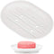 Anwenk Oval Shape Soap Dish, Bathroom Soap Holder with Drain Holes, Flexible Silicone White, 1 Pack