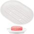 Anwenk Oval Shape Soap Dish, Bathroom Soap Holder with Drain Holes, Flexible Silicone White, 1 Pack