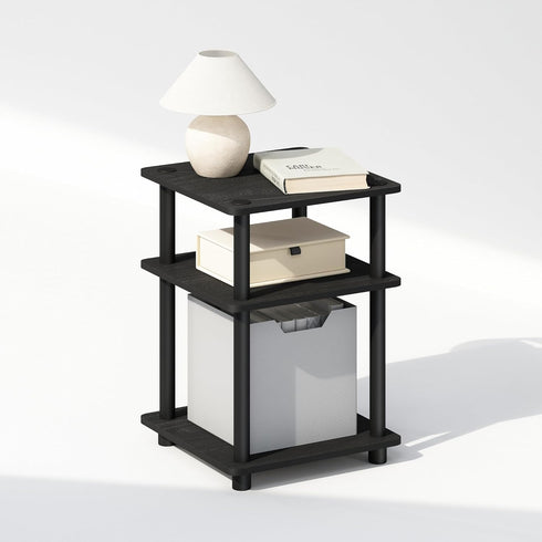 3-Tier Closet, Furinno Turn-N-Tube Night Stand, Nightstand with Open Shelf, Bedside Table, End Table, Side Table