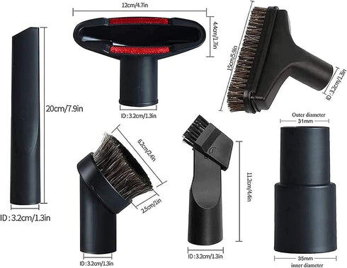 7 Piece Shop Vacuum Attachments Brushes Kit, 1-1/4 inch & 1-3/8 inch Vacuum Cleaner Accessories