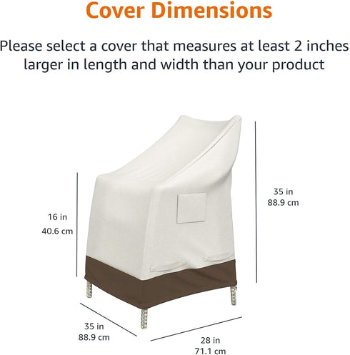 35"x 28" AmazonBasics Outdoor Patio High-Back Chair Cover, Beige/Tan