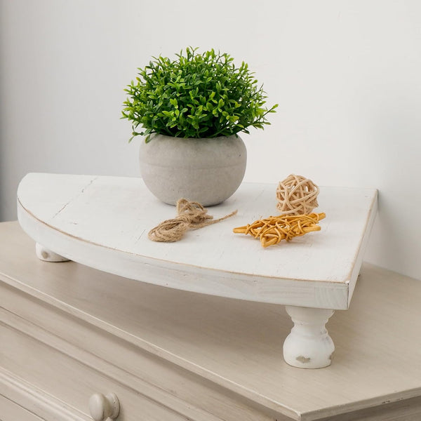 Corner Counter Wood Shelf, Rustic Pedestal Stand, Farmhouse Corner Shelves Stand, Tray