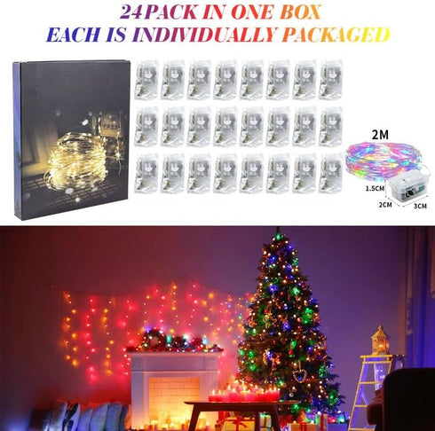 24 Pack 7ft 20 3 ZGWJ Fairy Lights Battery Operated, Mini LED Fairy String Lights Silver Wire Modes for DIY, Parties