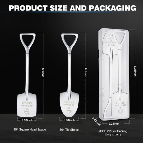 Muimnvi 2 Set 304 Pcs Ice Cream Shovel - Premium Stainless Steel Dessert Spoons for Eating Ice Cream, Funny Loving Gift