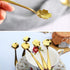 Stainless Steel Creative Flower Coffee Spoon Set - Sugar Spoon, Stirring Spoon, Ice Tea Spoon, Gold, Set of 8