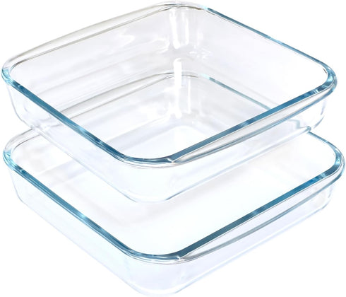 Set of 2 Basics Square Tempered Glass Baking Dishes, 1.6-Qt