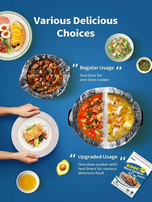 KOOC Slow Cooker Liners 14"x22" - 30 Count Extra Large Disposable Pot Liners for 6 qt to 10 qt Pots