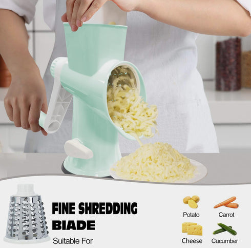 GOTOSOBAY Cheese Grater with Handle,Multifunctional Rotary Cheese Grater,Kitchen Cheese Shredder Can Easily Chop