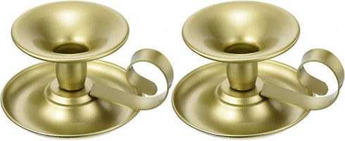 PATIKIL Set of 2 Retro Iron Taper Candle Holders, Gold Simple Candlestick Stand for Halloween & Wedding Decor